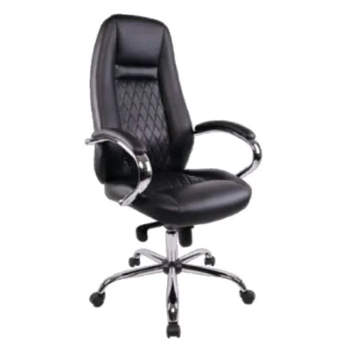 Executive Office Chair with Arms and Leatherette in Black C-558S