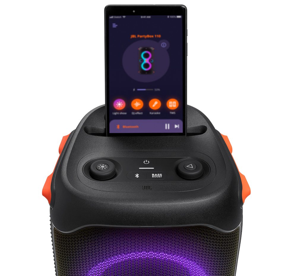 JBL Partybox 110, Portable BT Party Speaker, IPX4, Lights, Wheels