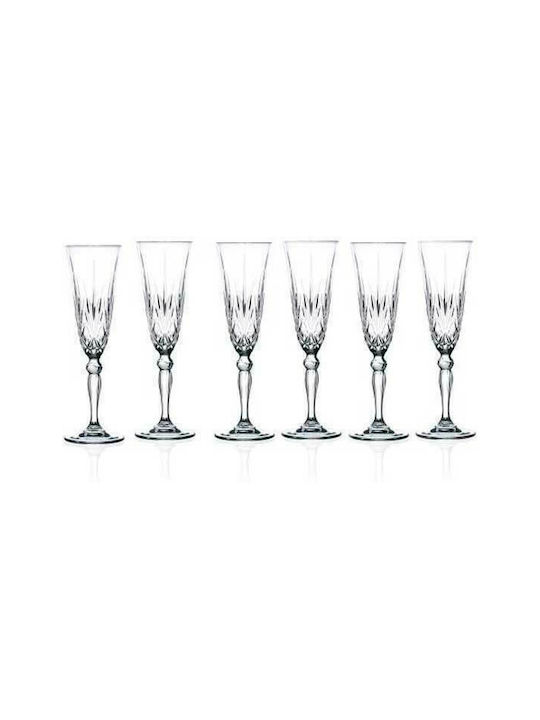Melodia Set of Crystal Champagne Glasses 160ml 6pcs