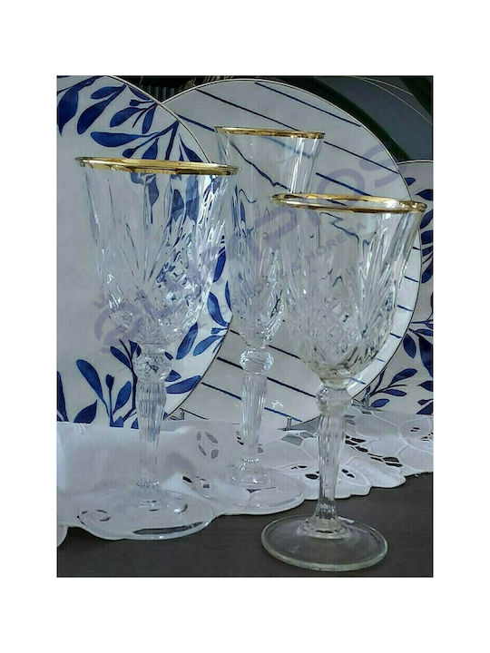 Melodia Set of Crystal Liqueur Glasses Gold Stripe 50ml 6pcs