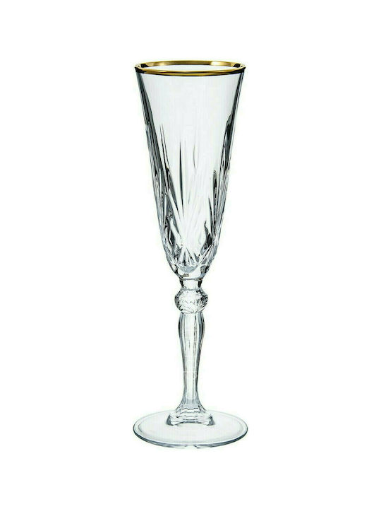 Melodia Set of Gold Crystal Champagne Glasses 160ml 6pcs
