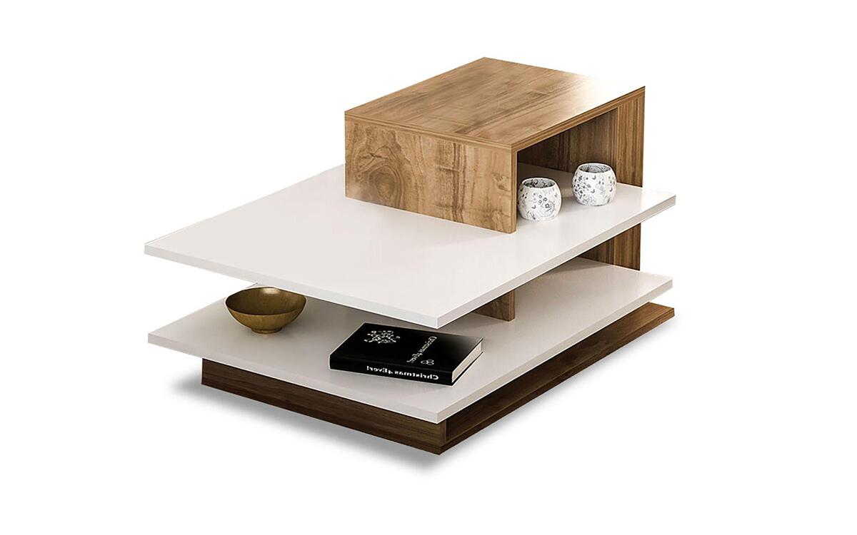 Coffee table Mairy 7868 walnut + white