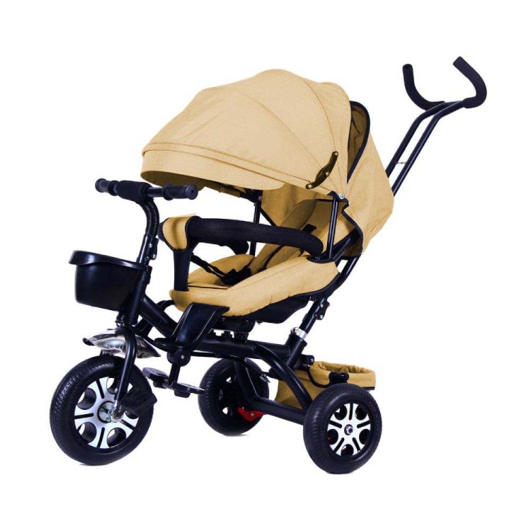 Children's Tricycle Beige-Gold with Shade and Parent Handle 1-4 Years 0068-07-BEIGE