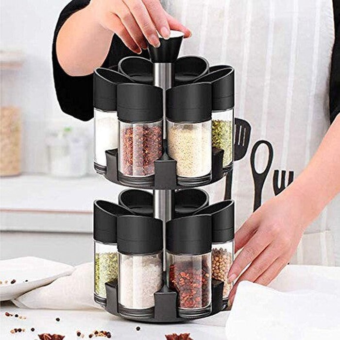 Rotating spice holder 12 places with base - spice rack set