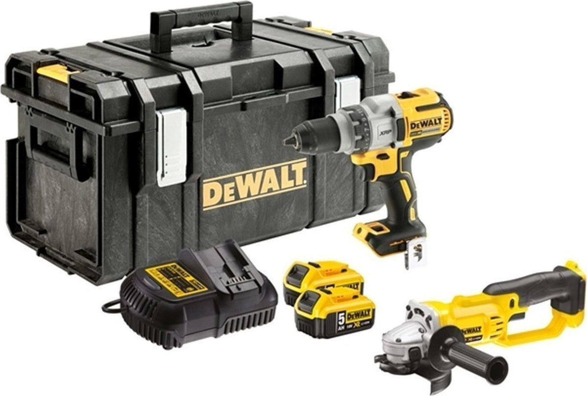 Dewalt Angle Wheel & Impact Drill 18V Set with 2x5Ah Batteries and Case DCK278P2