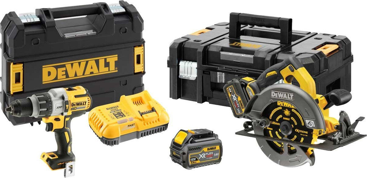 Dewalt XR Flexvolt Brushless Circular Saw & Impact Drill 18V Set with 2x6Ah Batteries and Case DCK2056T2T