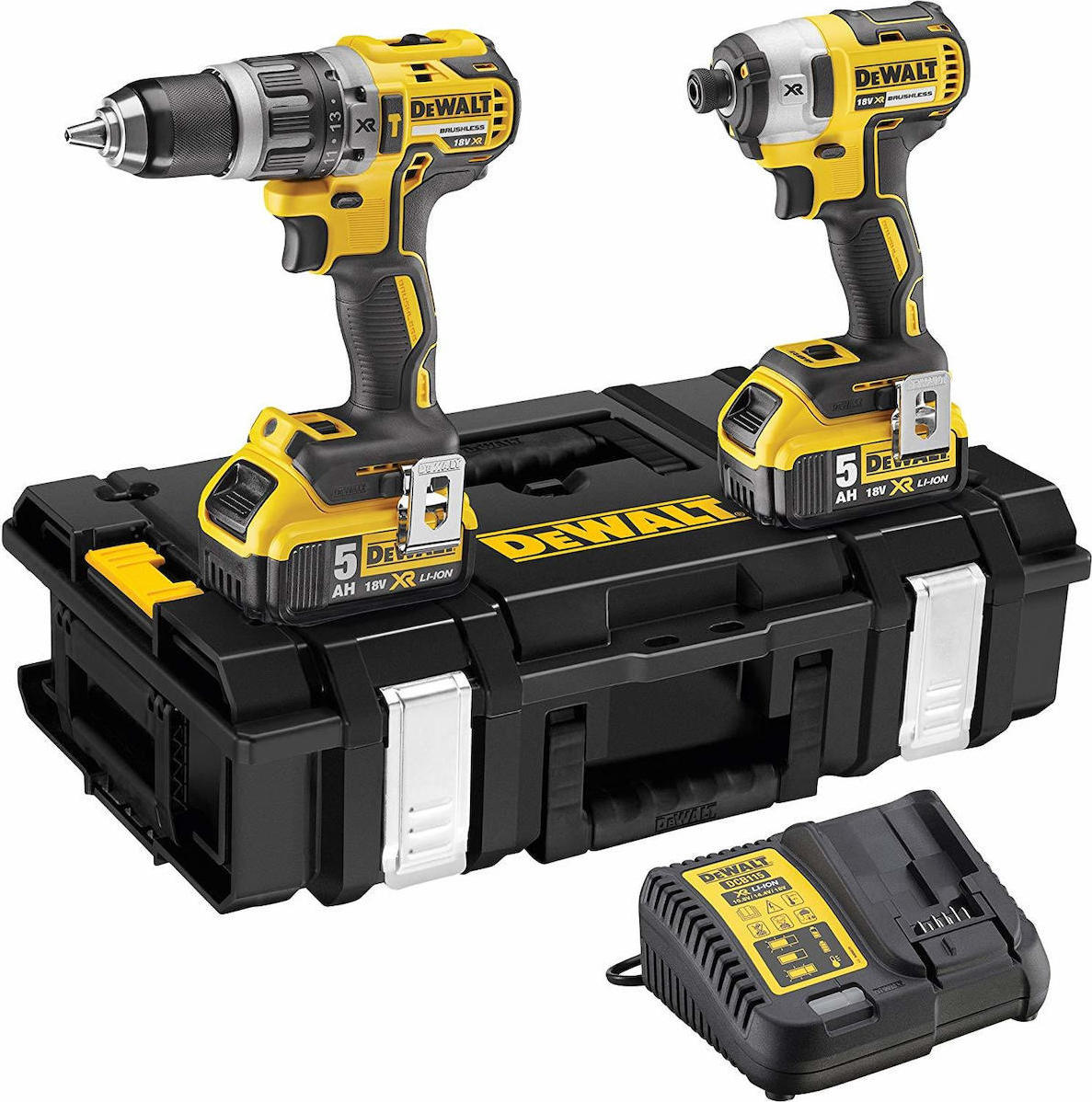 Dewalt 18V Impact Drill & Impact Driver Set with 2x5Ah Batteries and Case DCK266P2