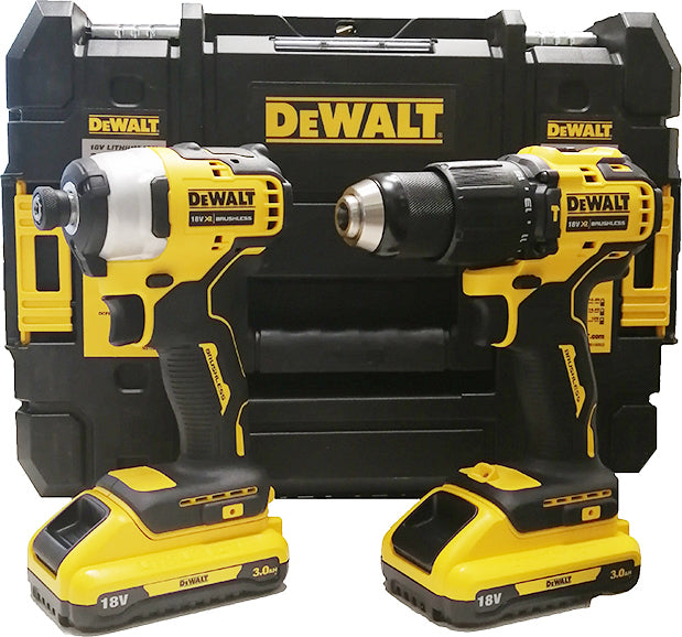 Dewalt 18V XR Brushless Set Impact Drill & Impact Driver 18V with 2x3Ah Batteries and Case 17830707