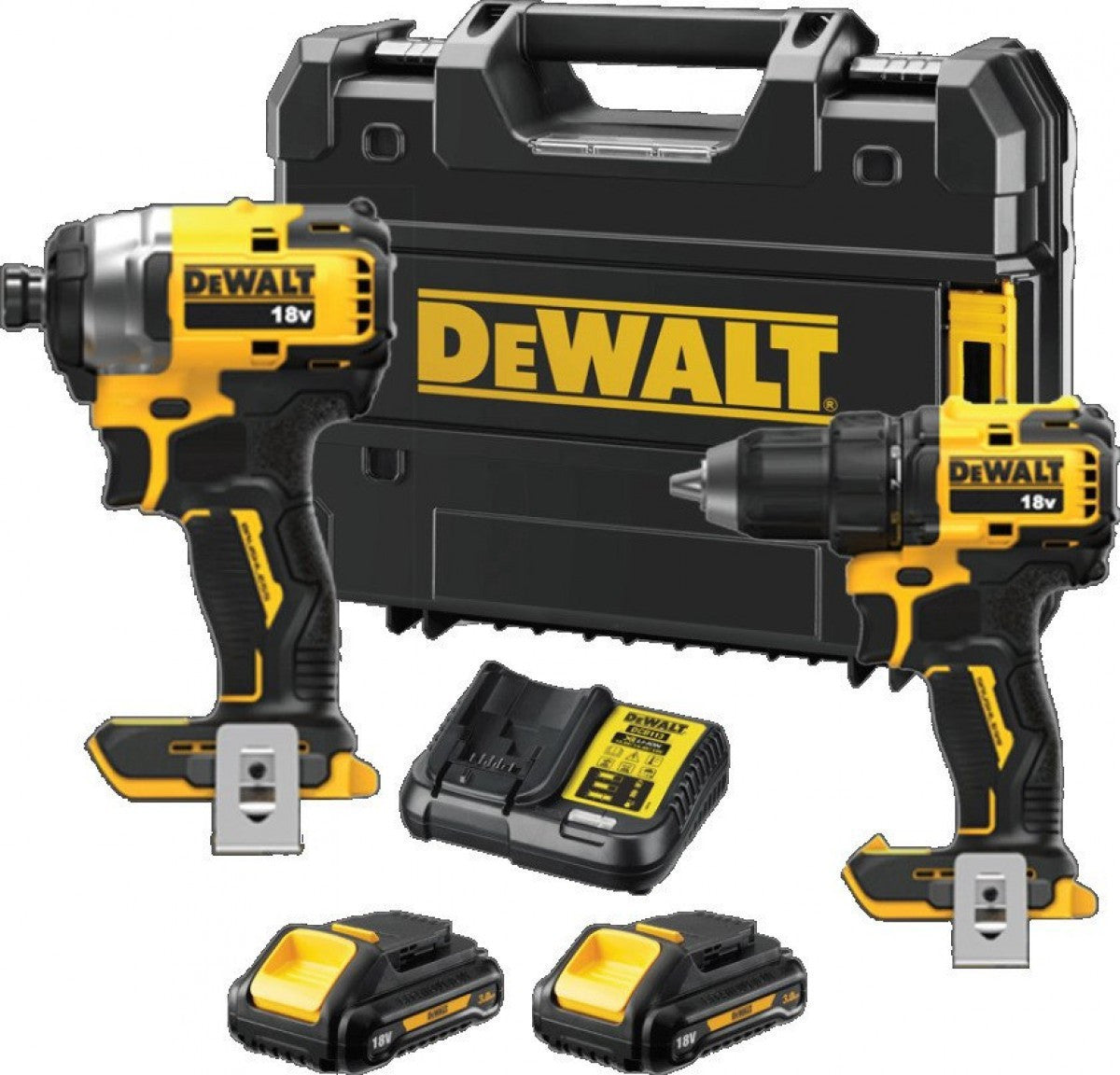 Dewalt 18V XR Brushless Set Impact Drill & Impact Driver 18V with 2x3Ah Batteries and Case 17830707