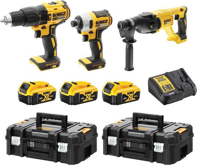 Dewalt 18V Impact Drill & Impact Driver & Gun Set with 3x4Ah Batteries and Case DCK369M3T