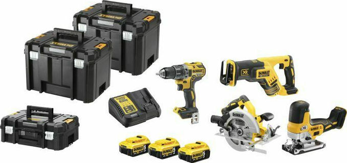 Dewalt Set Set Circular Saw & Drill Driver & Saw & Reciprocating Saw 18V with 3x5Ah Batteries and Case 26005960