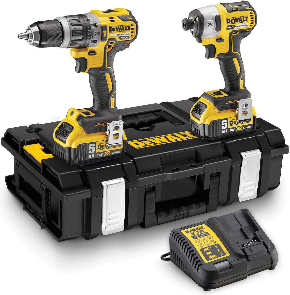Dewalt 18V Impact Drill & Impact Driver Set with 2x5Ah Batteries and Case DCK266P2