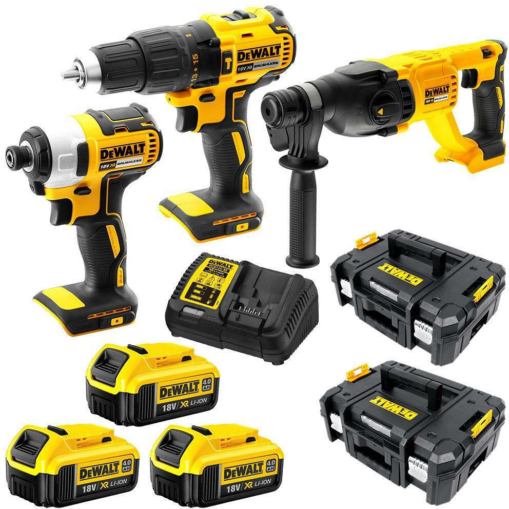 Dewalt 18V Impact Drill & Impact Driver & Gun Set with 3x4Ah Batteries and Case DCK369M3T