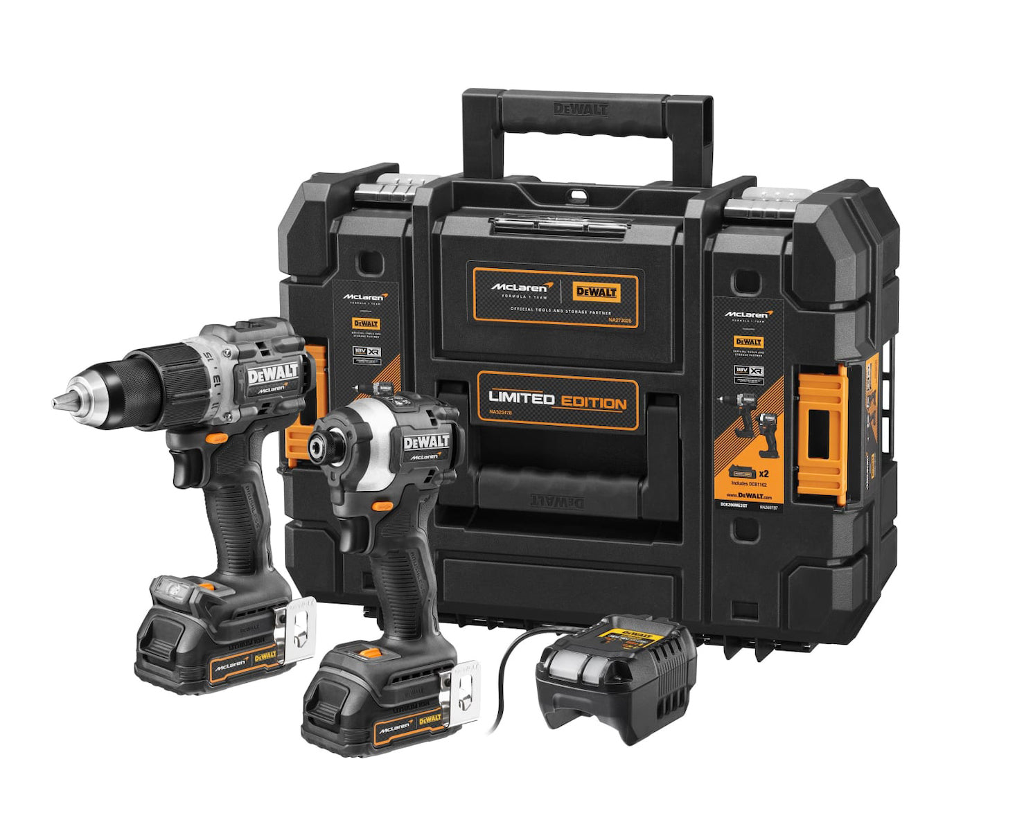 Dewalt McLaren Team F1 Drill & Impact Driver Set 18V with 2x1.7Ah Batteries and Case 42718848