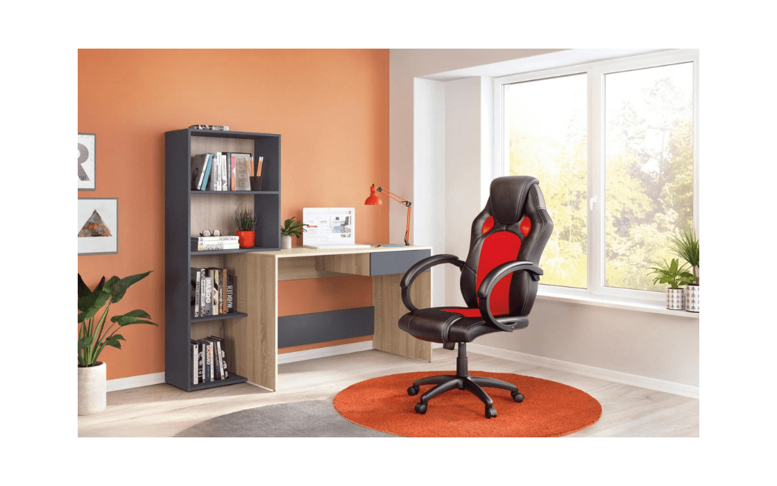Office with shelf Axel 6312 oak sonoma + carbon wood