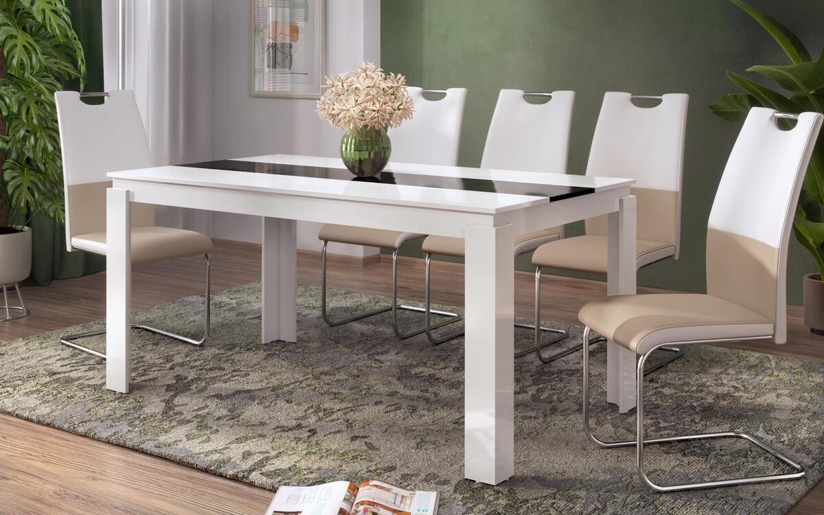 Table Jokovic 140 cm. 6839 white + black glossy