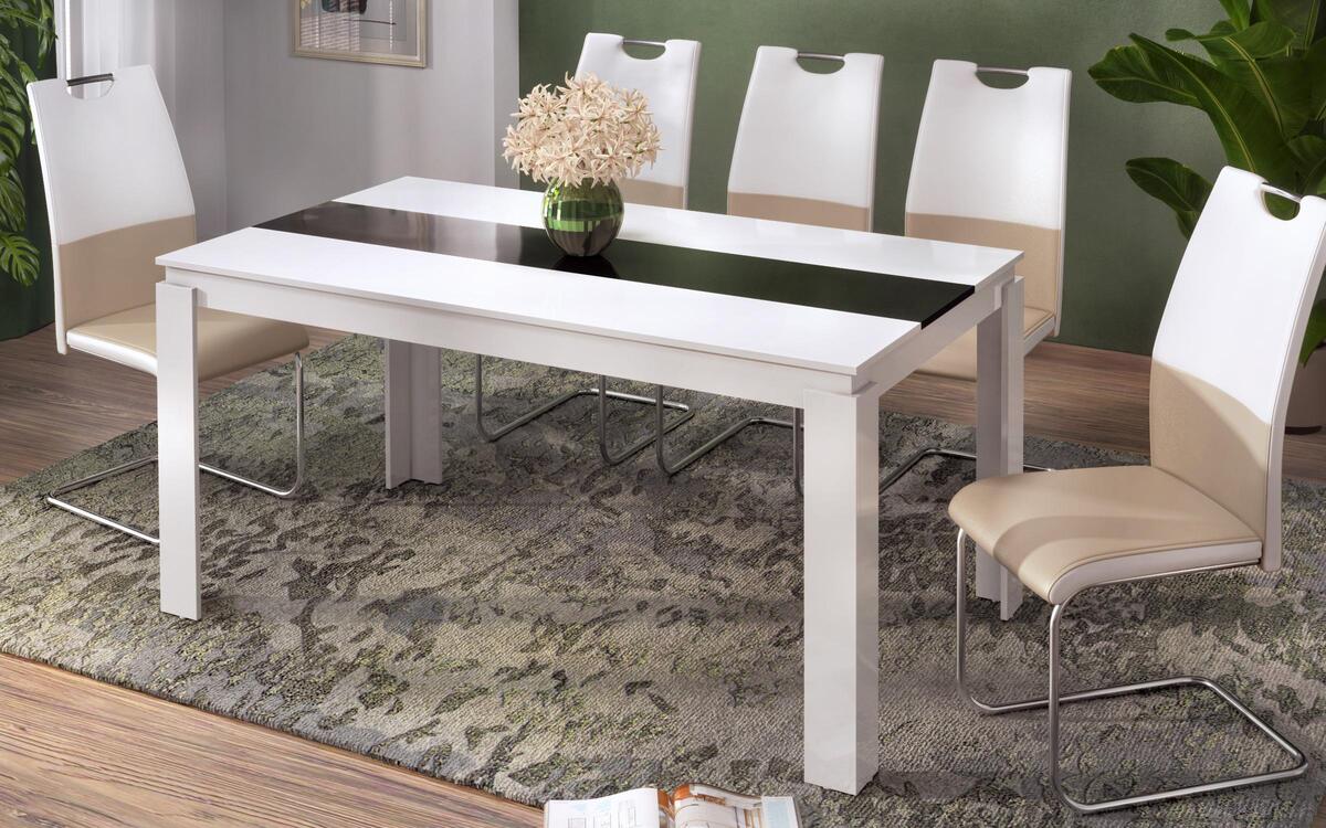 Table Jokovic 140 cm. 6839 white + black glossy