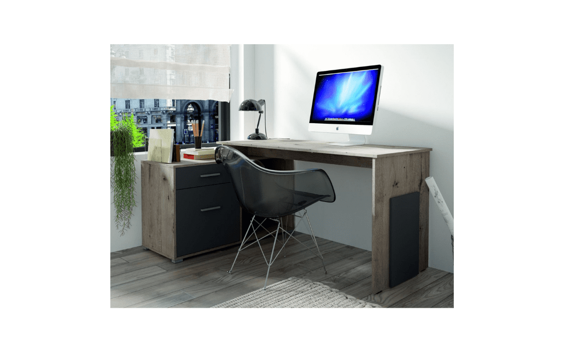 Lora desk 4380 wellington oak + graphite