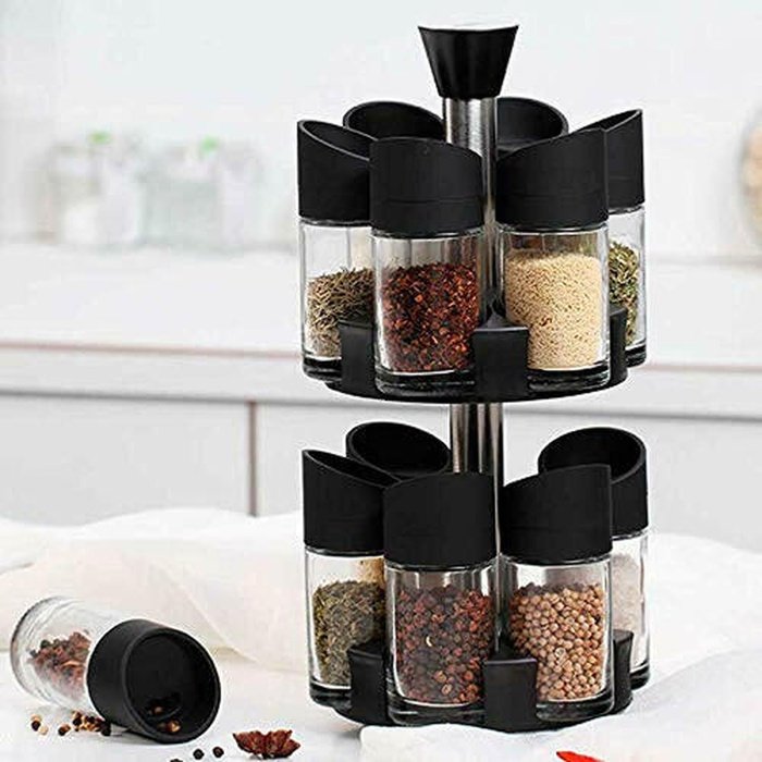 Rotating spice holder 12 places with base - spice rack set