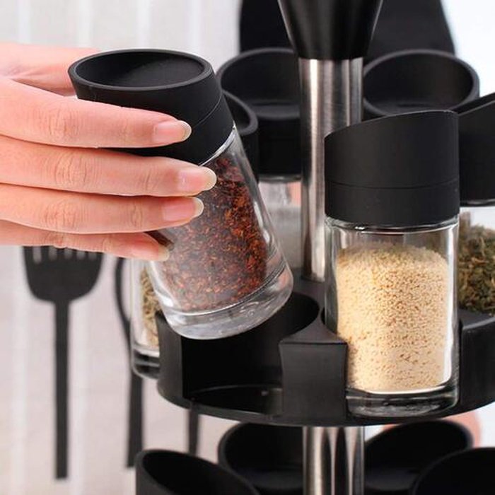 Rotating spice holder 12 places with base - spice rack set