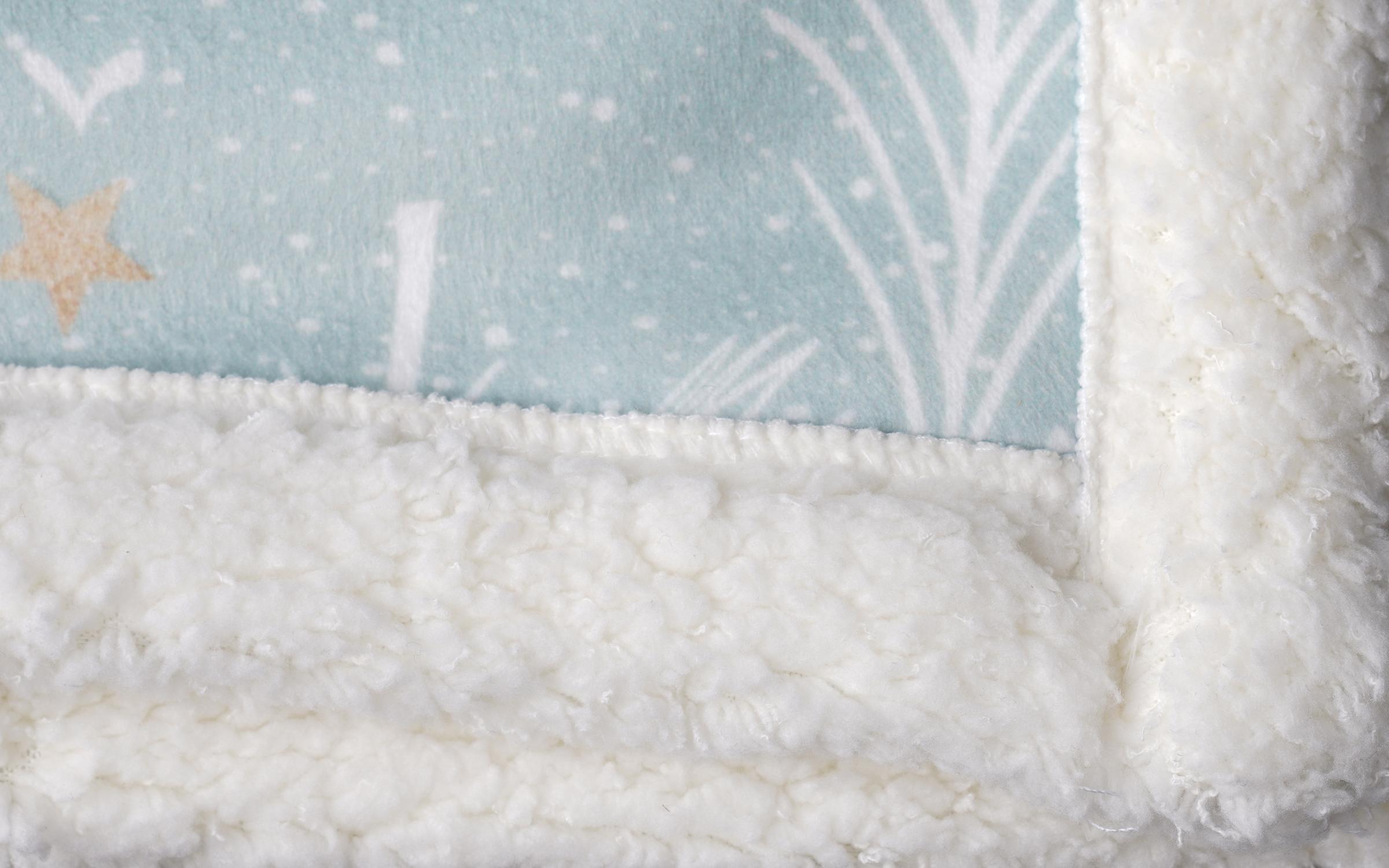 Blanket Christmas 150x200 light blue + white