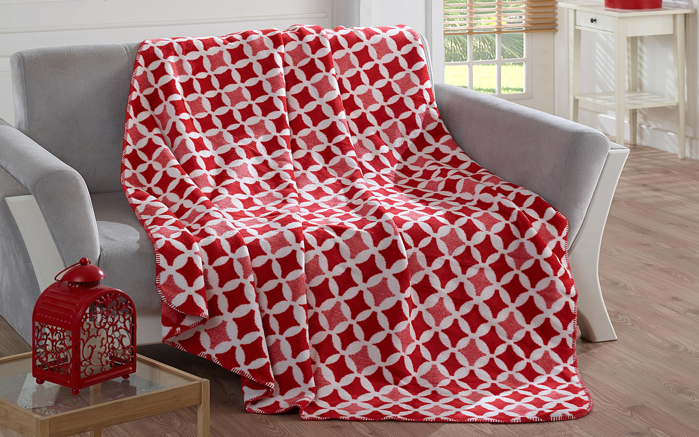Blanket Hyperion 200x220 white + red