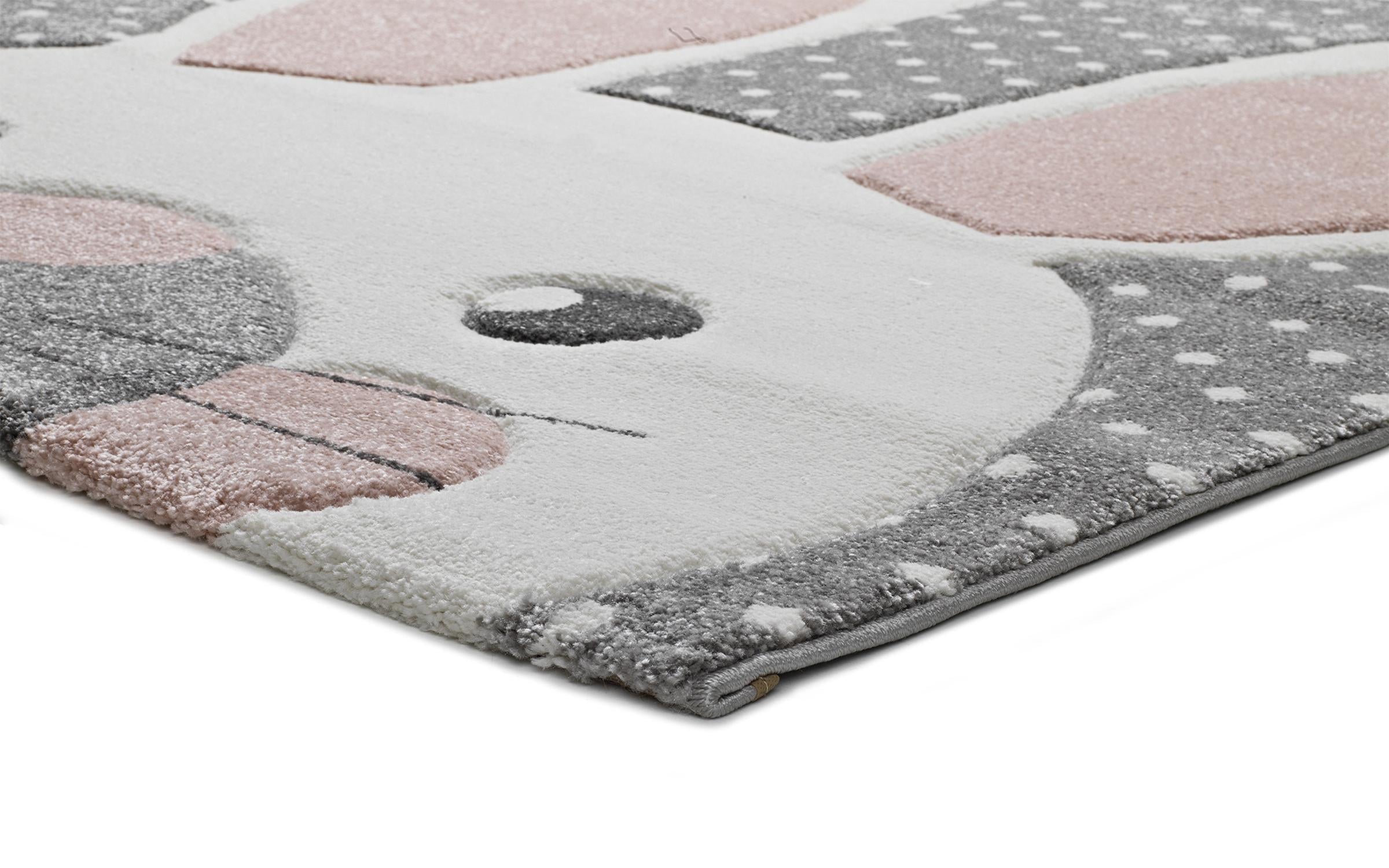 Children's carpet Jena 3286 black + white + pink