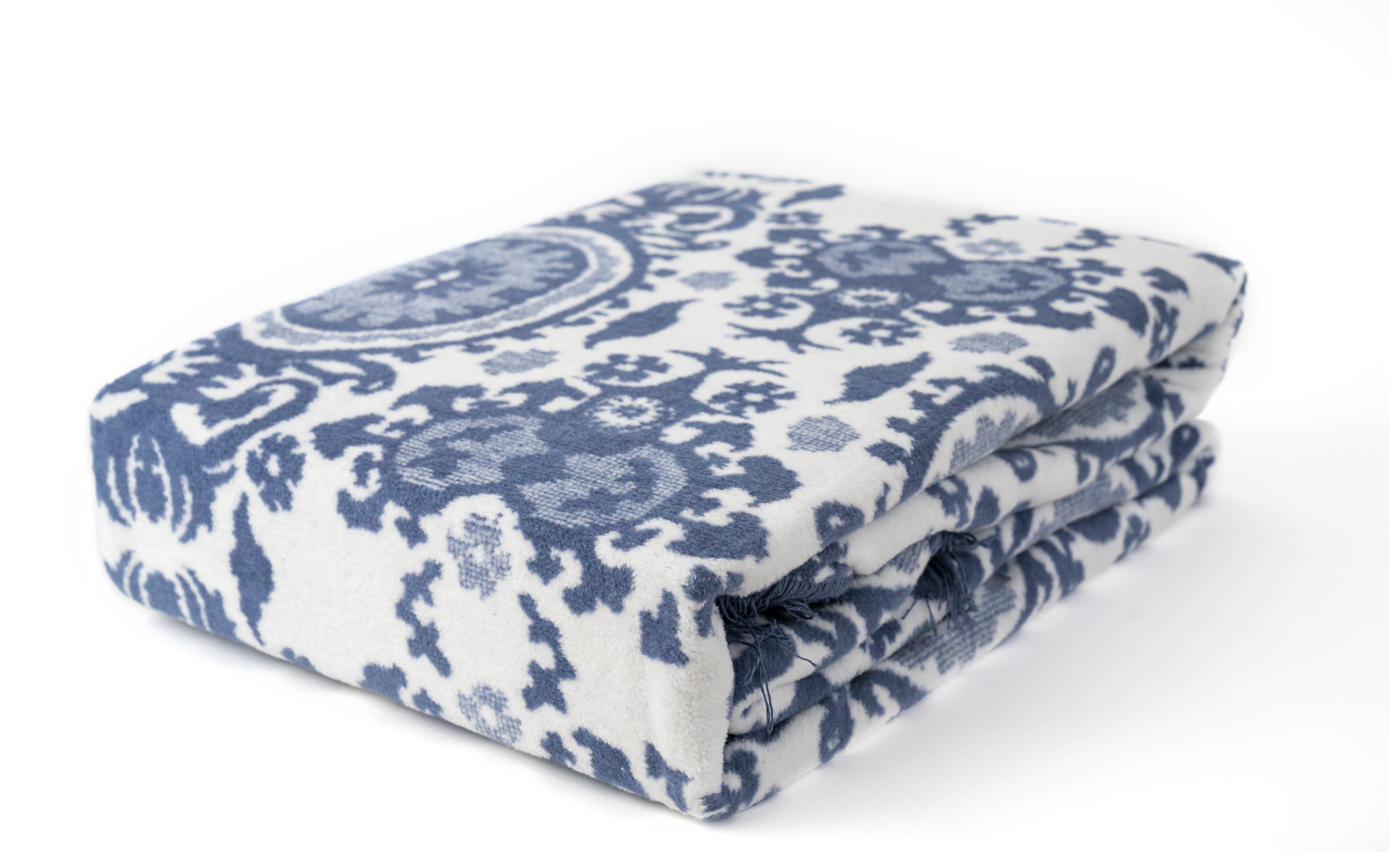 Owl blanket 200x220 white + blue