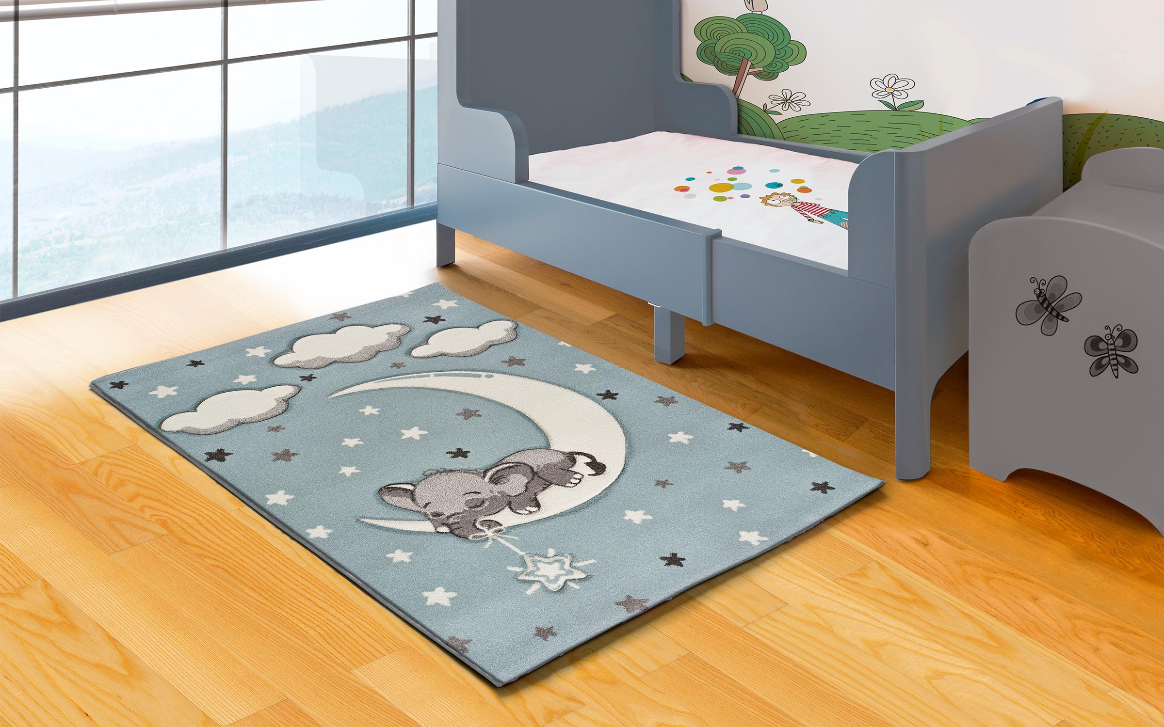 Children's carpet Johnny 2952 blue + black + white