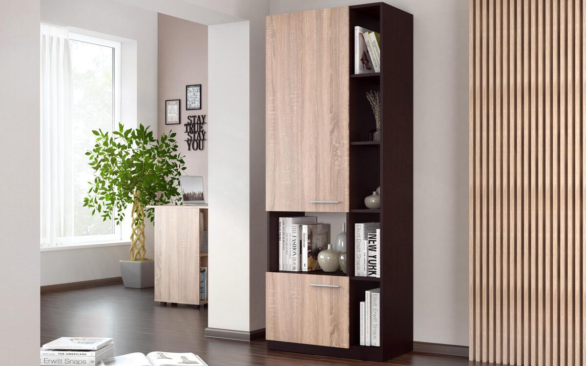 Cupboard Alangri 9463 white glossy + oak sonoma