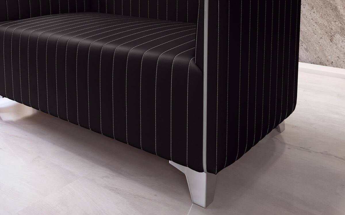 Two-seater sofa Mokka 8350 black + white stitching