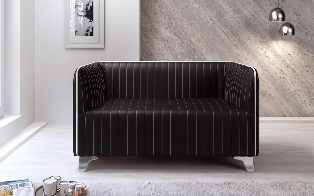 Two-seater sofa Mokka 8350 black + white stitching