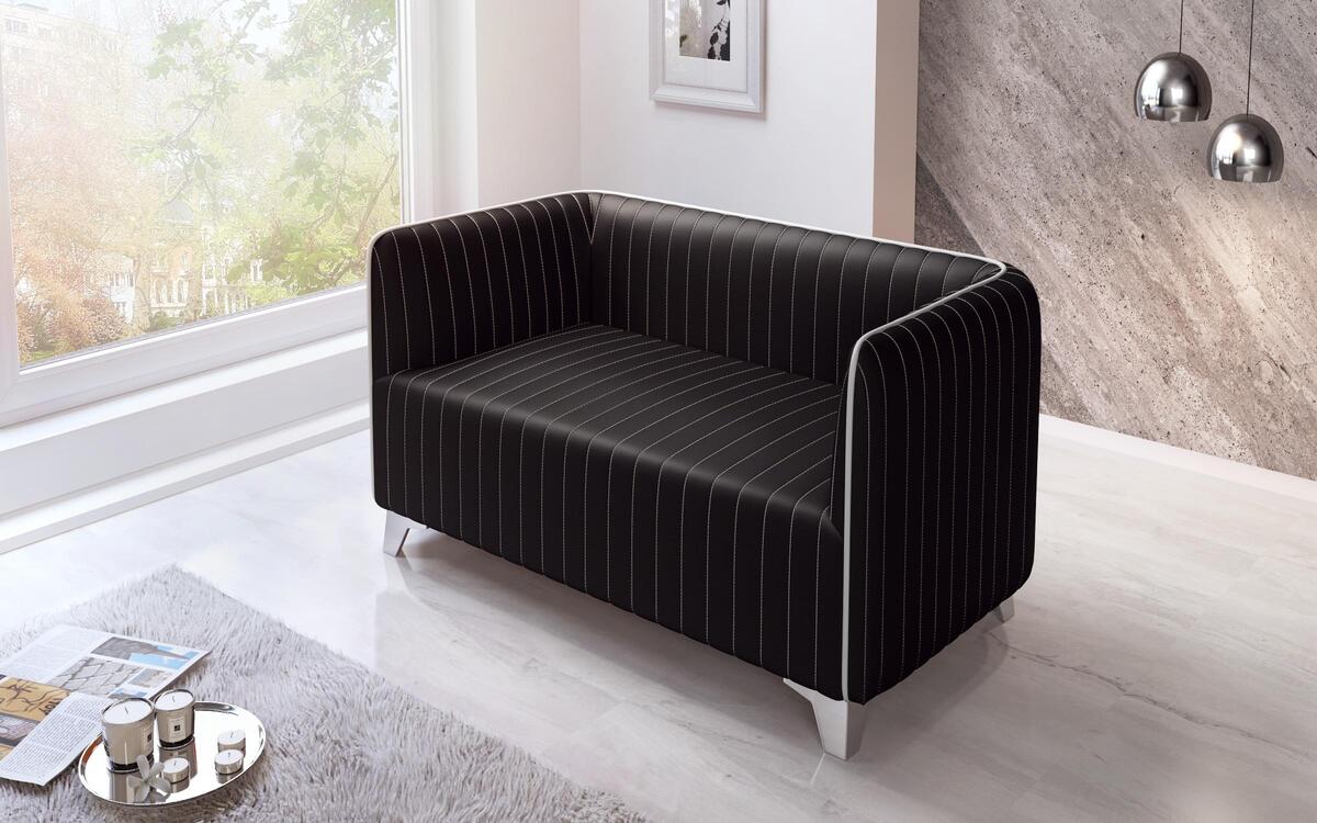 Two-seater sofa Mokka 8350 black + white stitching