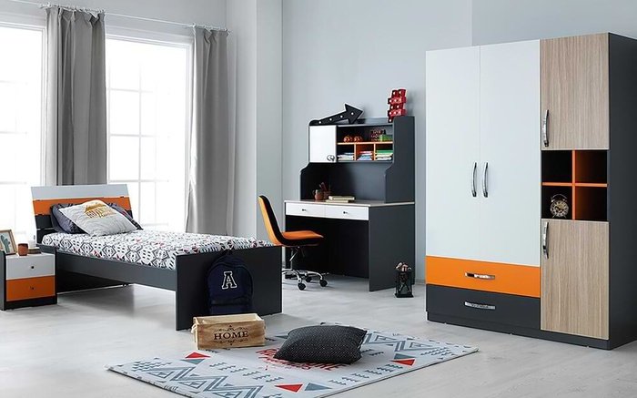 Bedside table Delian 6913 white + orange