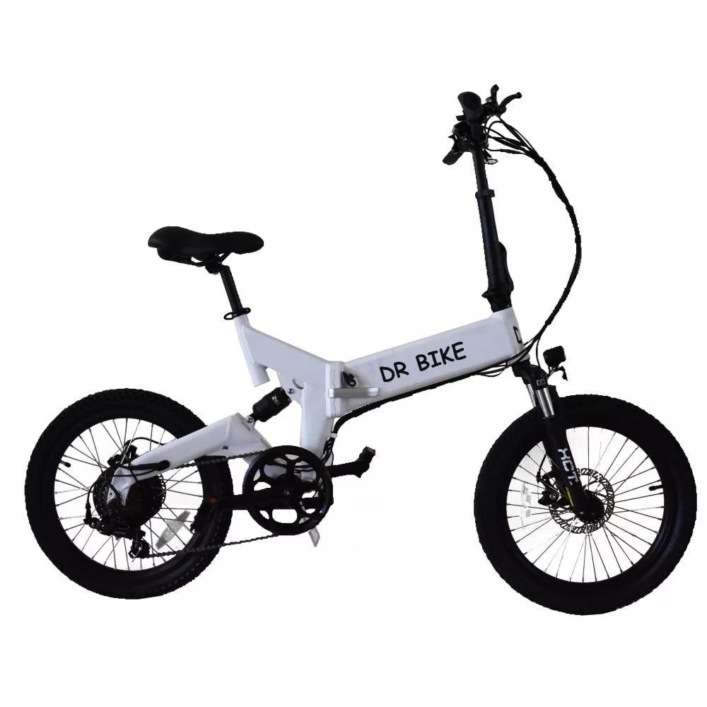 DR Bike 48V Aluminum Folding Electric Bike with SHIMANO Gears 20 Inches White B06EMW