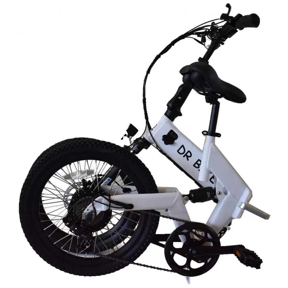 DR Bike 48V Aluminum Folding Electric Bike with SHIMANO Gears 20 Inches White B06EMW