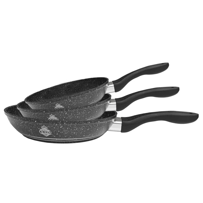 Set of 3 Pans with Marble Coating By Queen® 02-000055