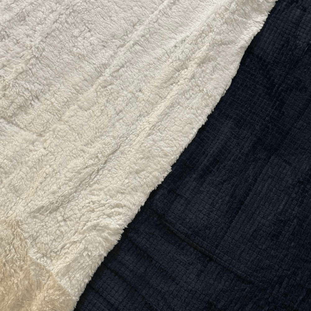 Luxury Embossed Velour Blanket King Size Warm MIDNIGHT BLUE 240×260 cm