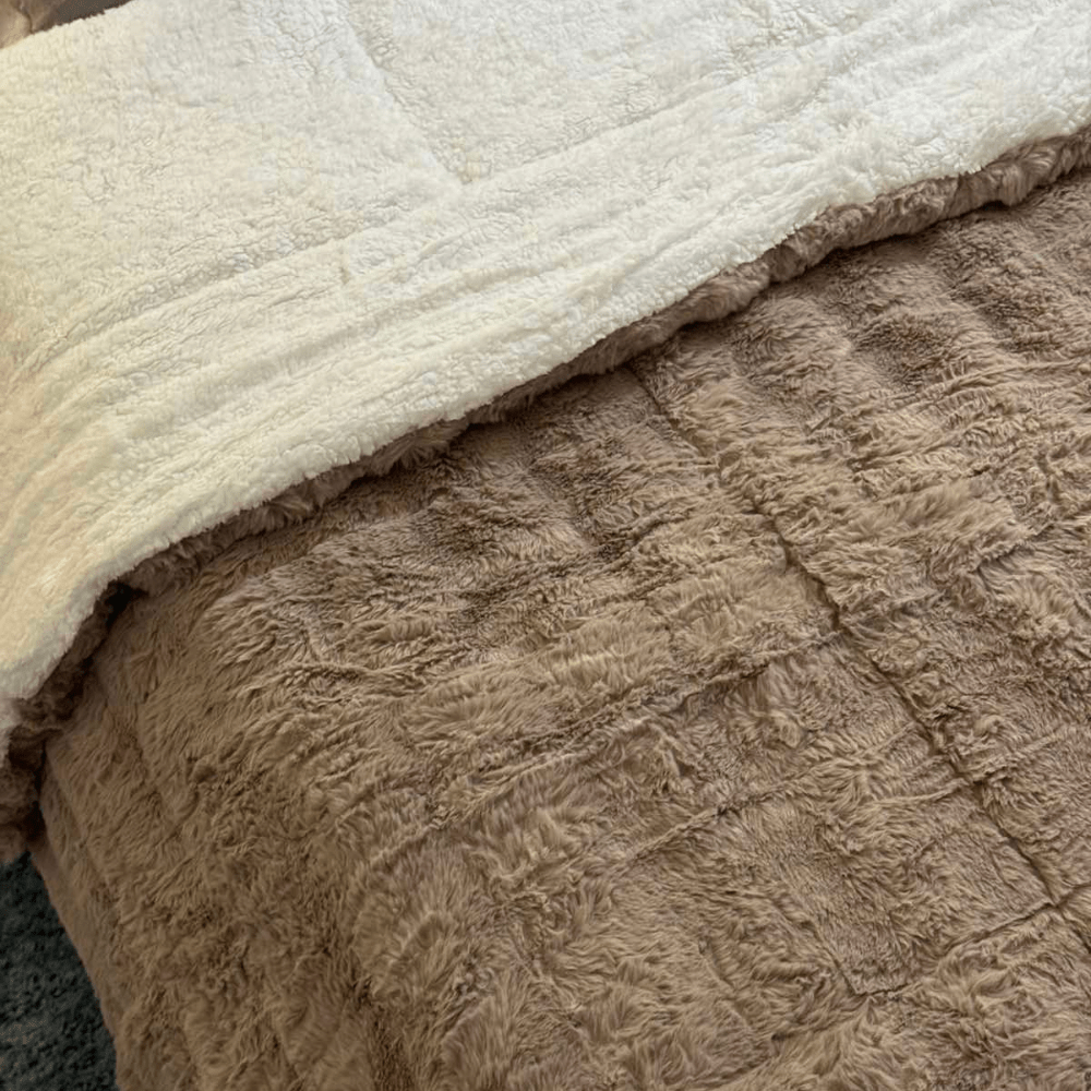 Rabbit Fur Luxury Double Warm Blanket CAPUCCINO 240×260 cm