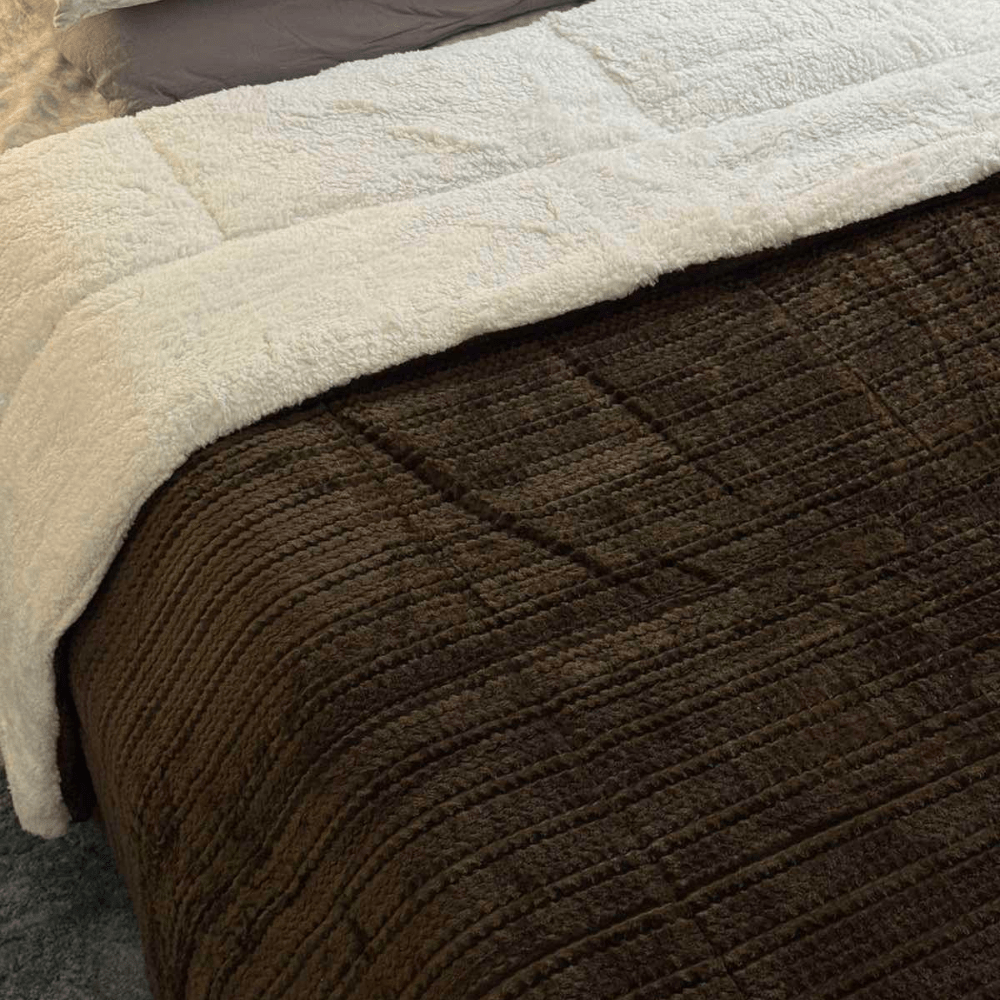 Luxury Embossed Velour Blanket King Size Brown 240×260 cm