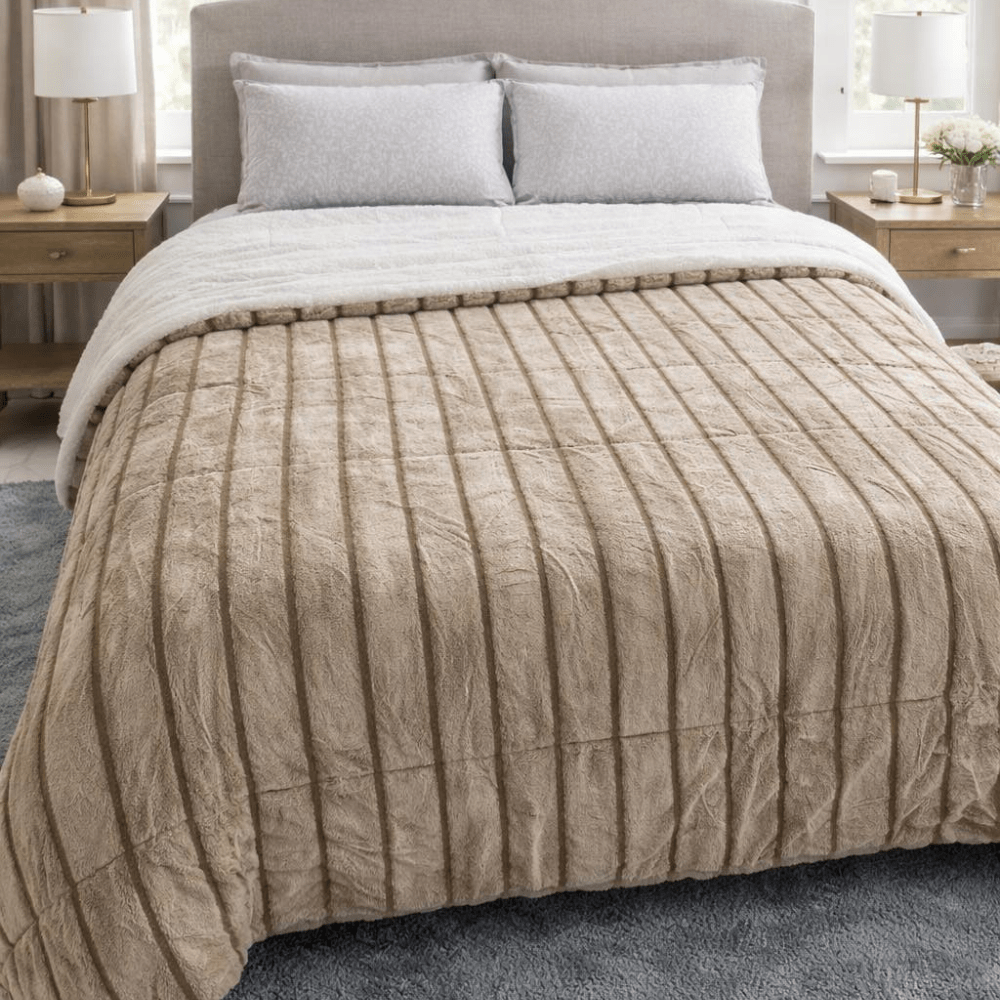 Rabbit Fur Luxury Double Warm Blanket CARAMELLE 240×260 cm