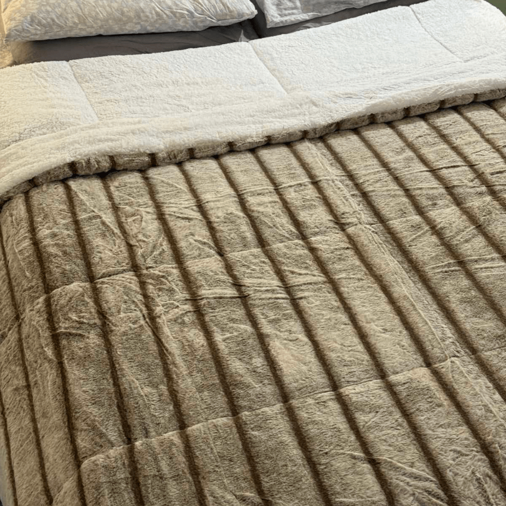 Rabbit Fur Luxury Double Warm Blanket CARAMELLE 240×260 cm
