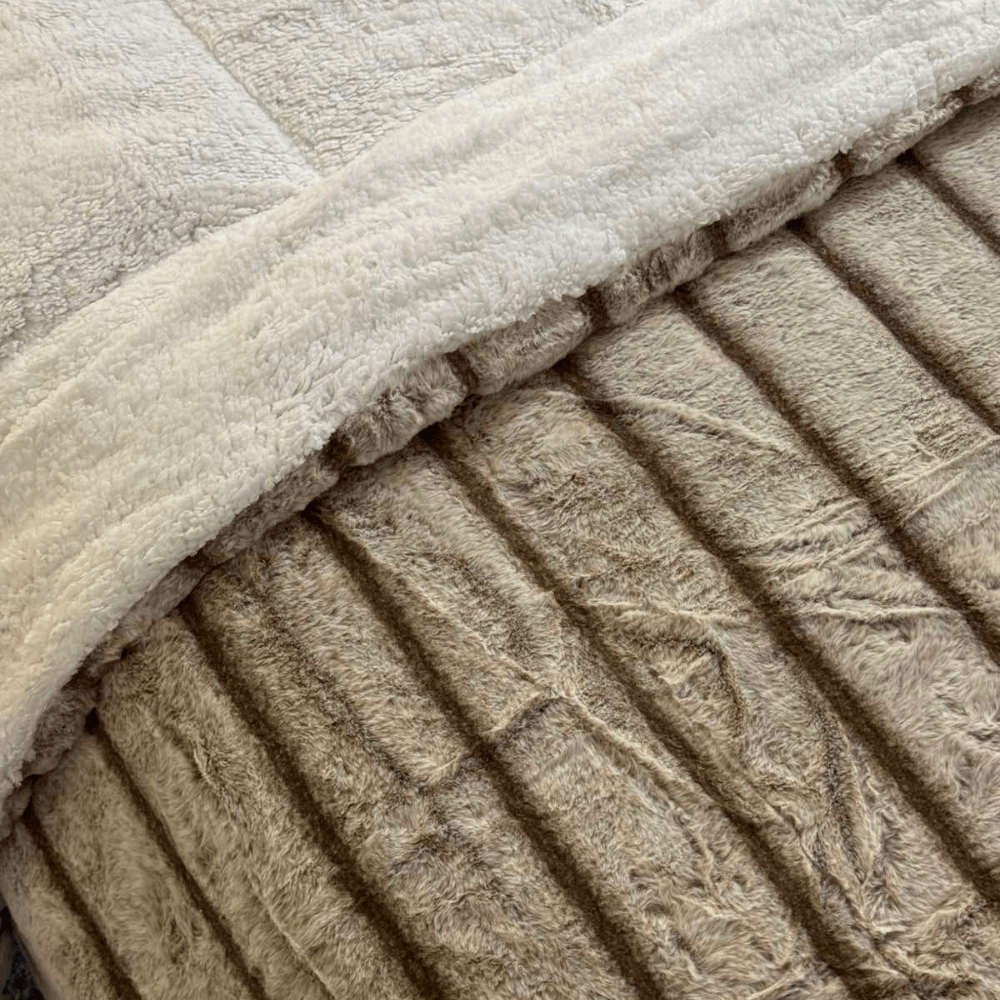 Rabbit Fur Luxury Double Warm Blanket CARAMELLE 240×260 cm