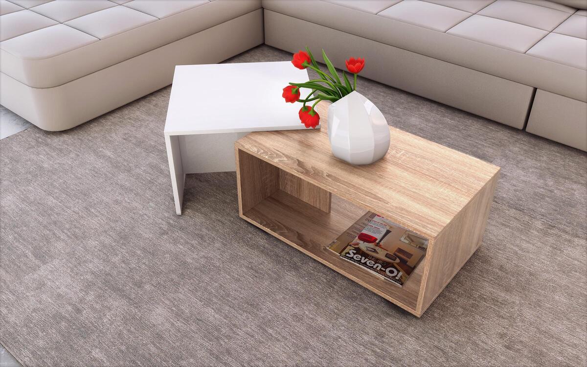 Coffee table Stefan 8330 oak sonoma + white glossy