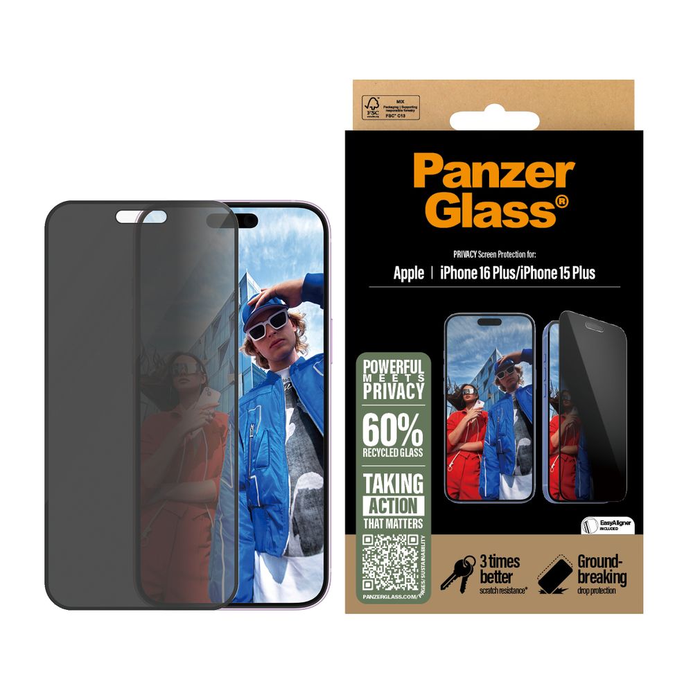 PanzerGlass Apple iPhone 16 Plus/15 Plus Privacy Протектор за екран
