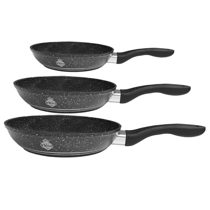 Set of 3 Pans with Marble Coating By Queen® 02-000055