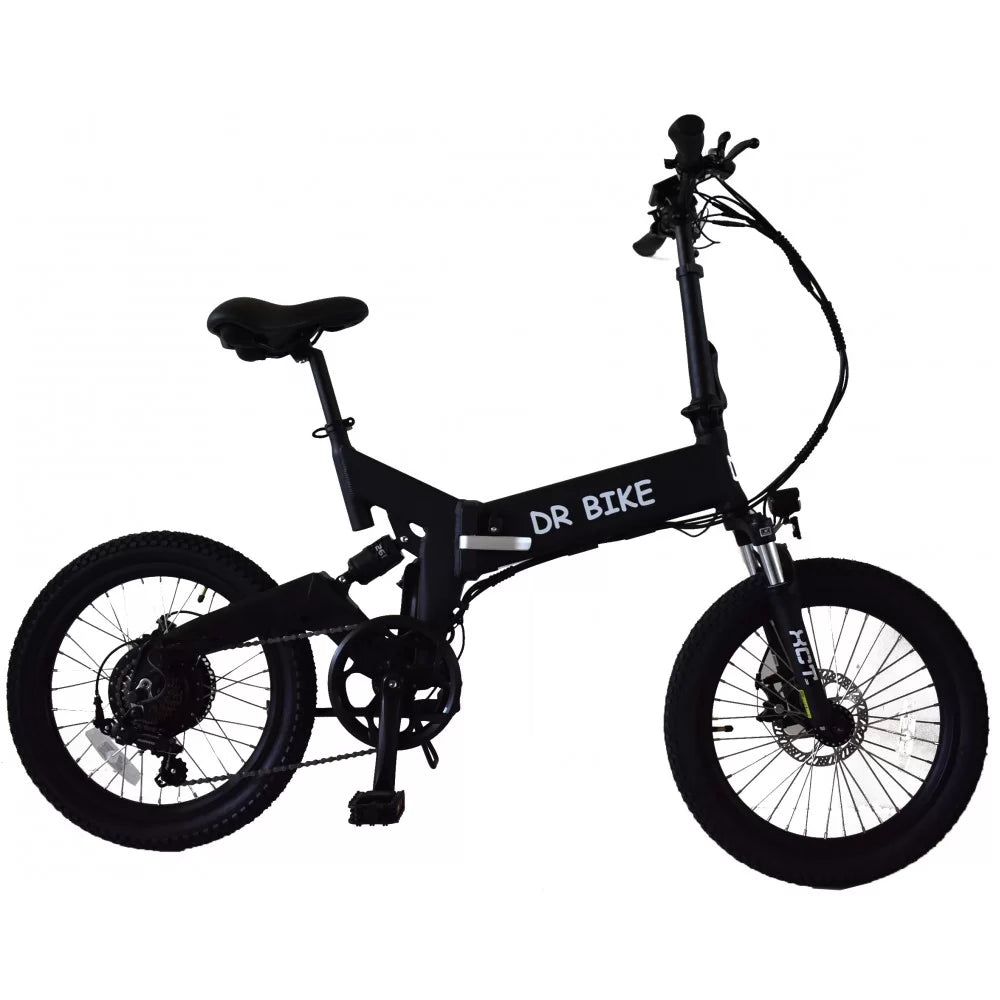 DR Bike 48V Aluminum Folding Electric Bike with SHIMANO Gears 20 Inches Black B06EM