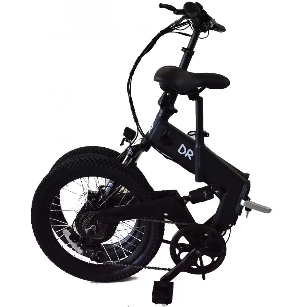 DR Bike 48V Aluminum Folding Electric Bike with SHIMANO Gears 20 Inches Black B06EM