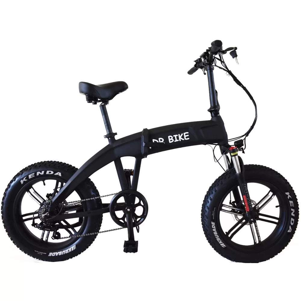 DR Bike 48V Aluminum Folding Electric Bike with SHIMANO Gears 20 Inches Black B10EF