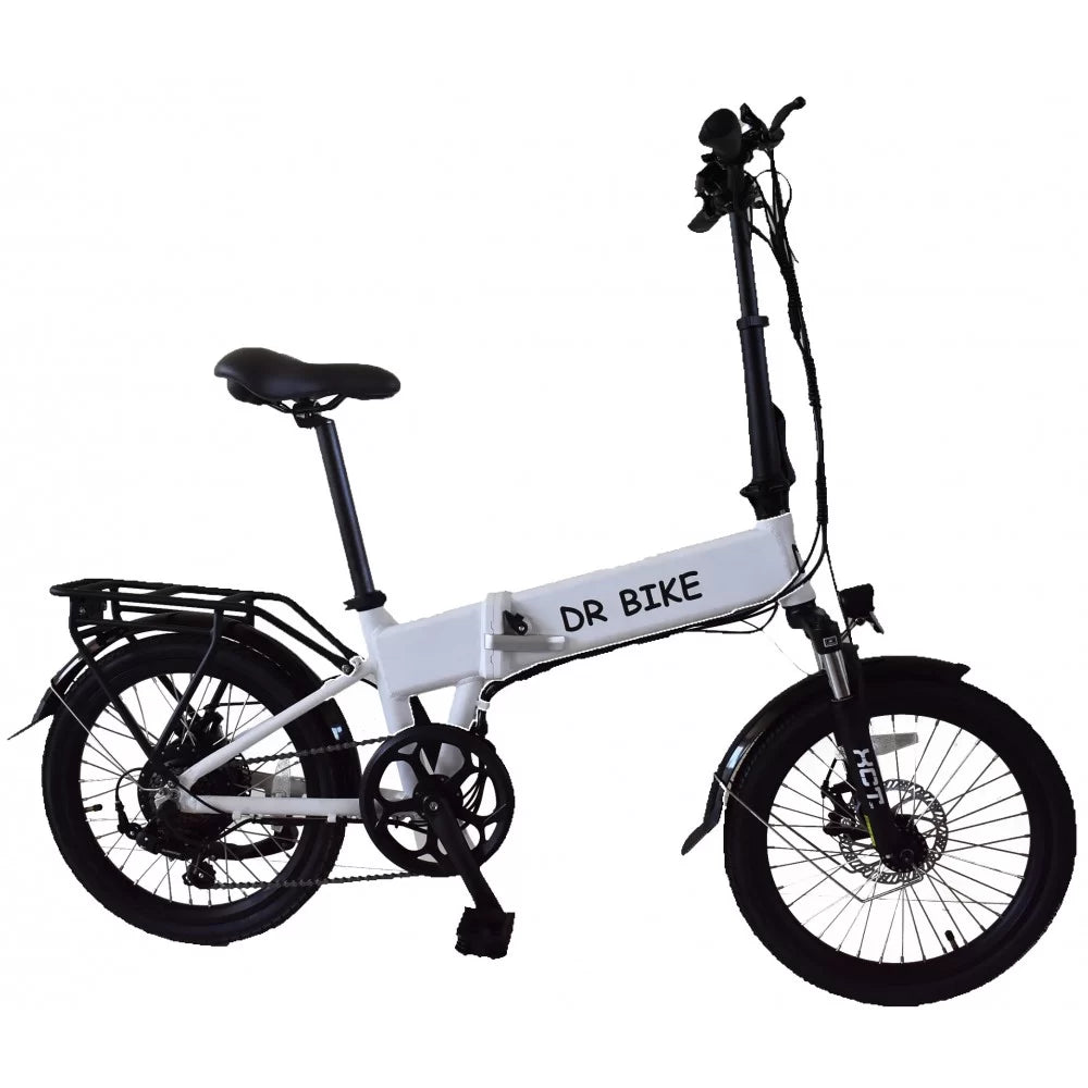DR Bike 48V Aluminum Folding Electric Bike with SHIMANO Gears 20 Inches White B06EF